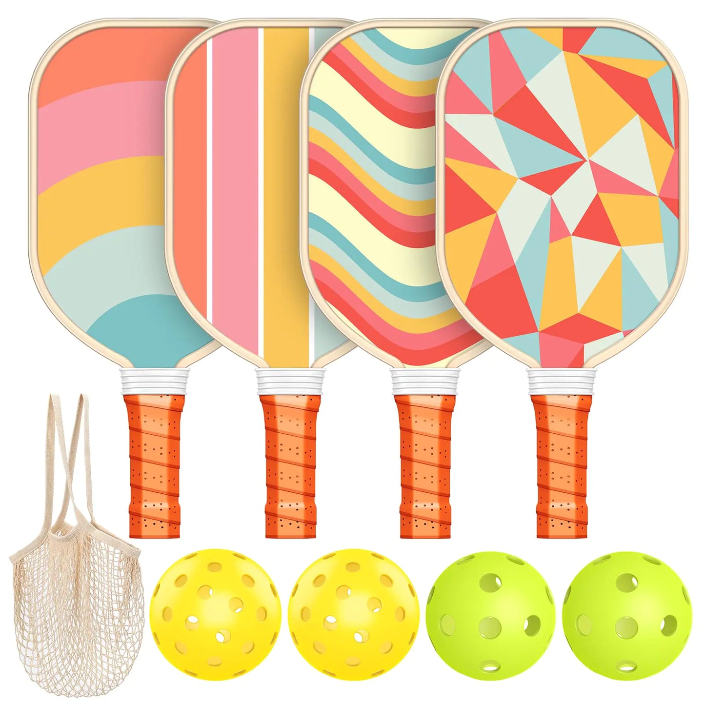 🌈 Sprypals 4-Paddle Pickleball Set | Summer Edition